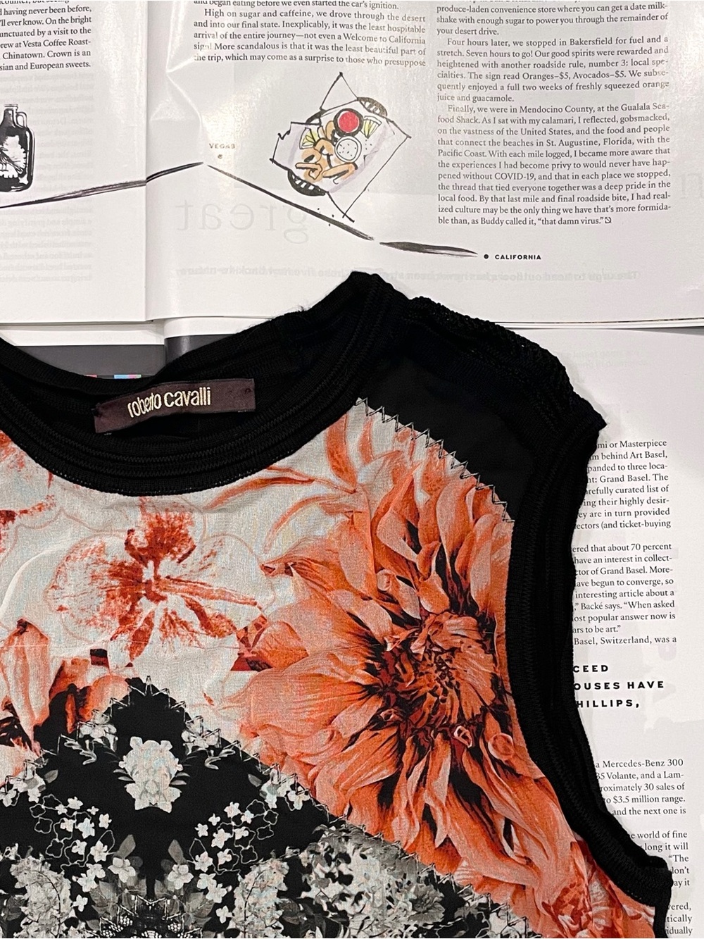 Roberto Cavalli mixed media floral sleeveless knit top size IT 40/US 2 - Picture 3 of 5